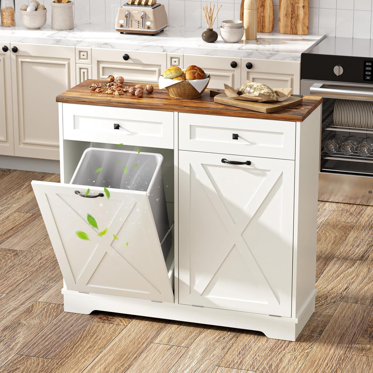 Tilt Out Trash Cabinet Trash Can Cabinet with Storage Dog Proof 10 ...