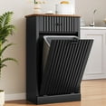 thumbnail image 1 of Tilt Out Trash Can Cabinet 10 Gallon, Wooden Kitchen Trash Cabinet with Hidden Drawer, Garbage Recycling Trash Can Storage for Laundry Living Room (Black, 10 Gallon), 1 of 7