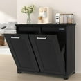 thumbnail image 1 of Tilt Out Trash Can Cabinet, Wooden Trash Cabinet with Deodorising Function, 20 Gallons Freestanding Dog-Proof Garbage Bin Cabinet for Home, Laundry Room, Kitchen and Living Room, Black Finish, 1 of 15