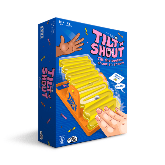 Big Potato Games Tilt ānā Shout Board Game, Fast Action-Trivia Party Game with Seesaw Marble-Run Timer, 2+ Players, 20-Min Play, Ages 10+