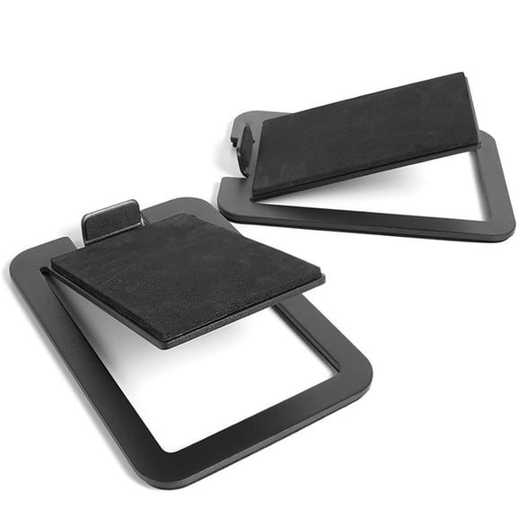 Tilted Desktop Speaker Stands for Medium Bookshelf Speakers & Mid-Studio Monitors | Damping Foam Padding | Pair | Black