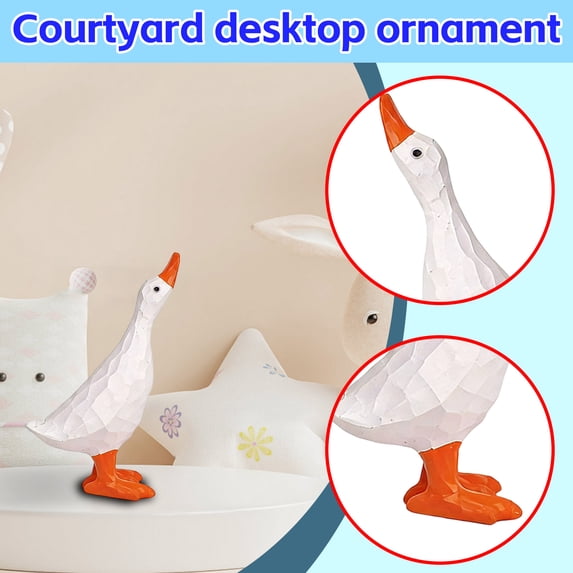 Tilted Head Duck Garden Decor Ornament Unique Design Outdoor Sculpture Yard Art Garden Statue 6.7 Inch - 6.7 Inch Tall Indoor Outdoor Decoration With Tilted Head Feature For