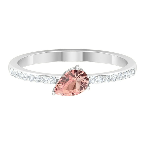 Tilted Morganite Solitaire Ring with Diamond Side Stones 0.75 Carat 925 Sterling Silver US 9.50 Walmart Business Supplies
