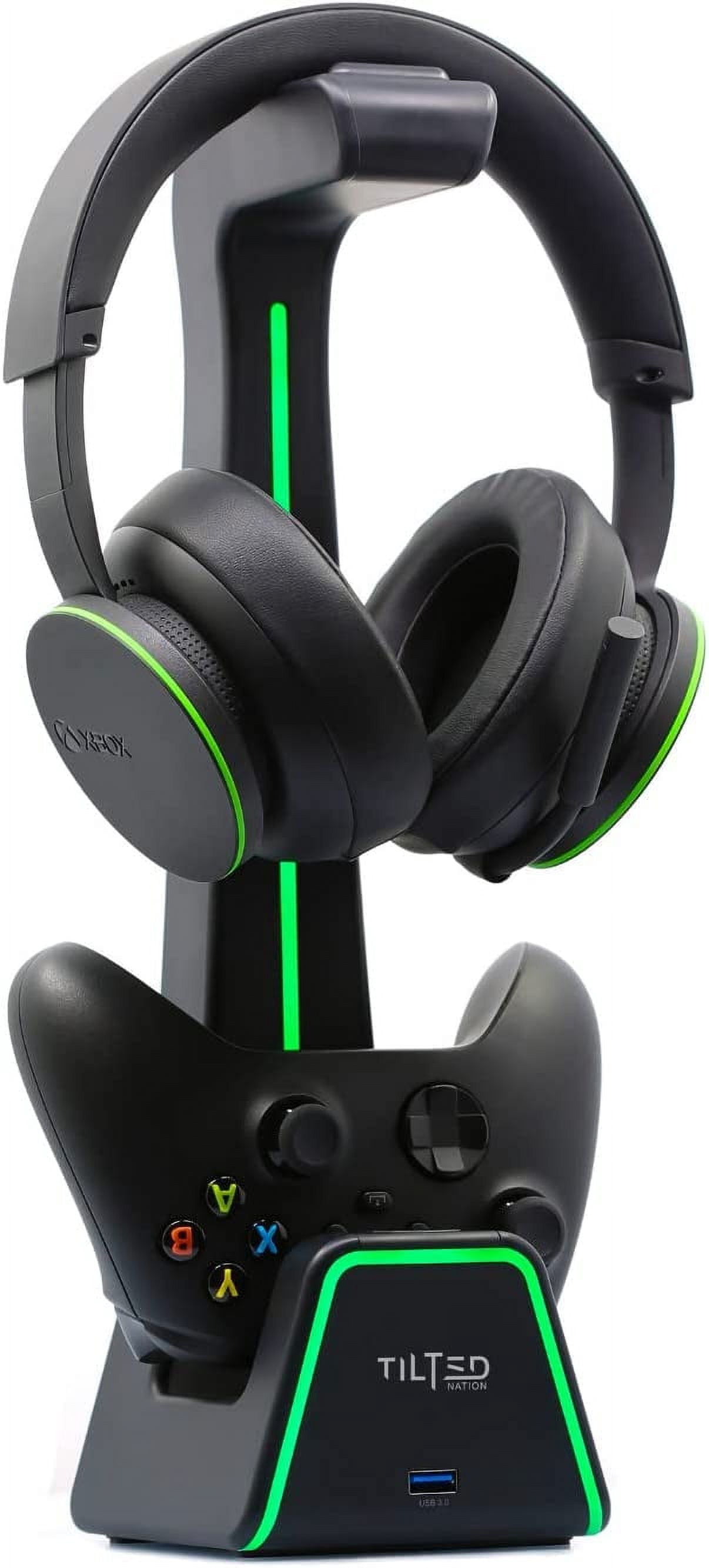 Tilted Nation 3 in 1 Gaming Headset and Controller Stand for PS5 and Xbox Series X Charging Station - Game Controller Holder and Headphone Stand for Desk with Playstation and Xbox Magnetic Charger