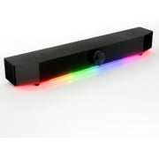Tilted Nation Computer Soundbar for Desktop - (Wired | Wireless) USB RGB Gaming Soundbar for PC - Computer Sound Bar for PC with HiFi Audio, Bluetooth 5.0, 3.5 AUX - RGB Speakers for Monitor - Black