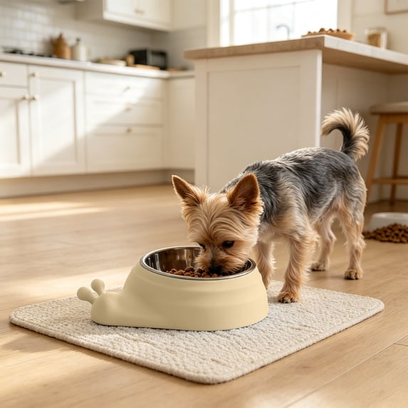 Tilted Stainless Steel Pet Bowl, 15° Raised Cat and Dog Food Bowl with Non-Slip Base, Feeder for Small to Medium Pets