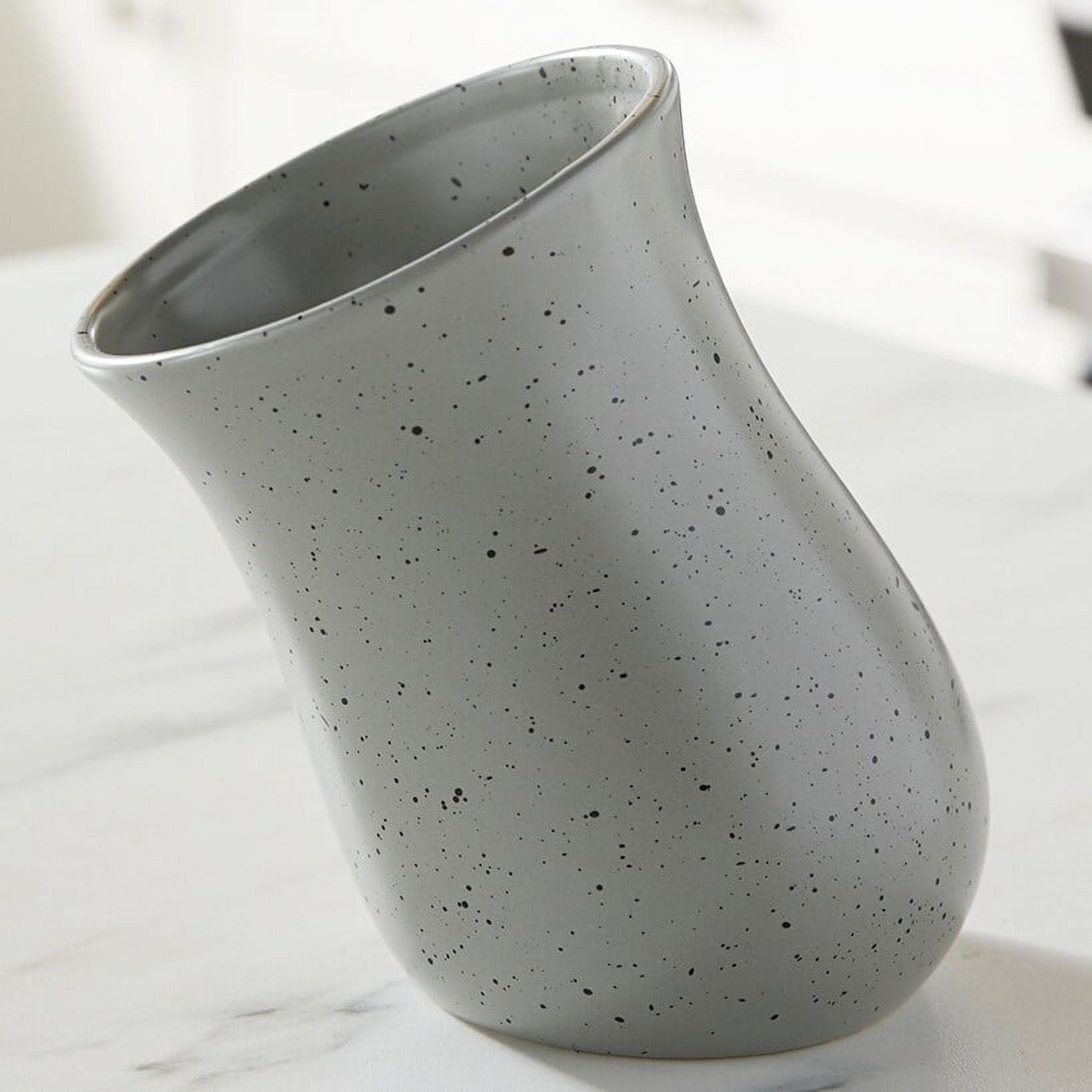 Gray Ceramic Tilted Utensil Crock - 6 Inches
