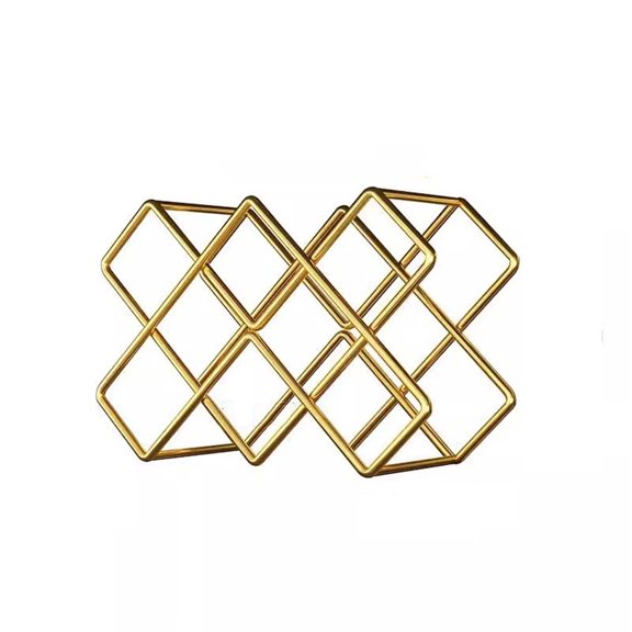 Tilted Wine Rack Diamond Pattern Iron Storage Rack for Home Bar