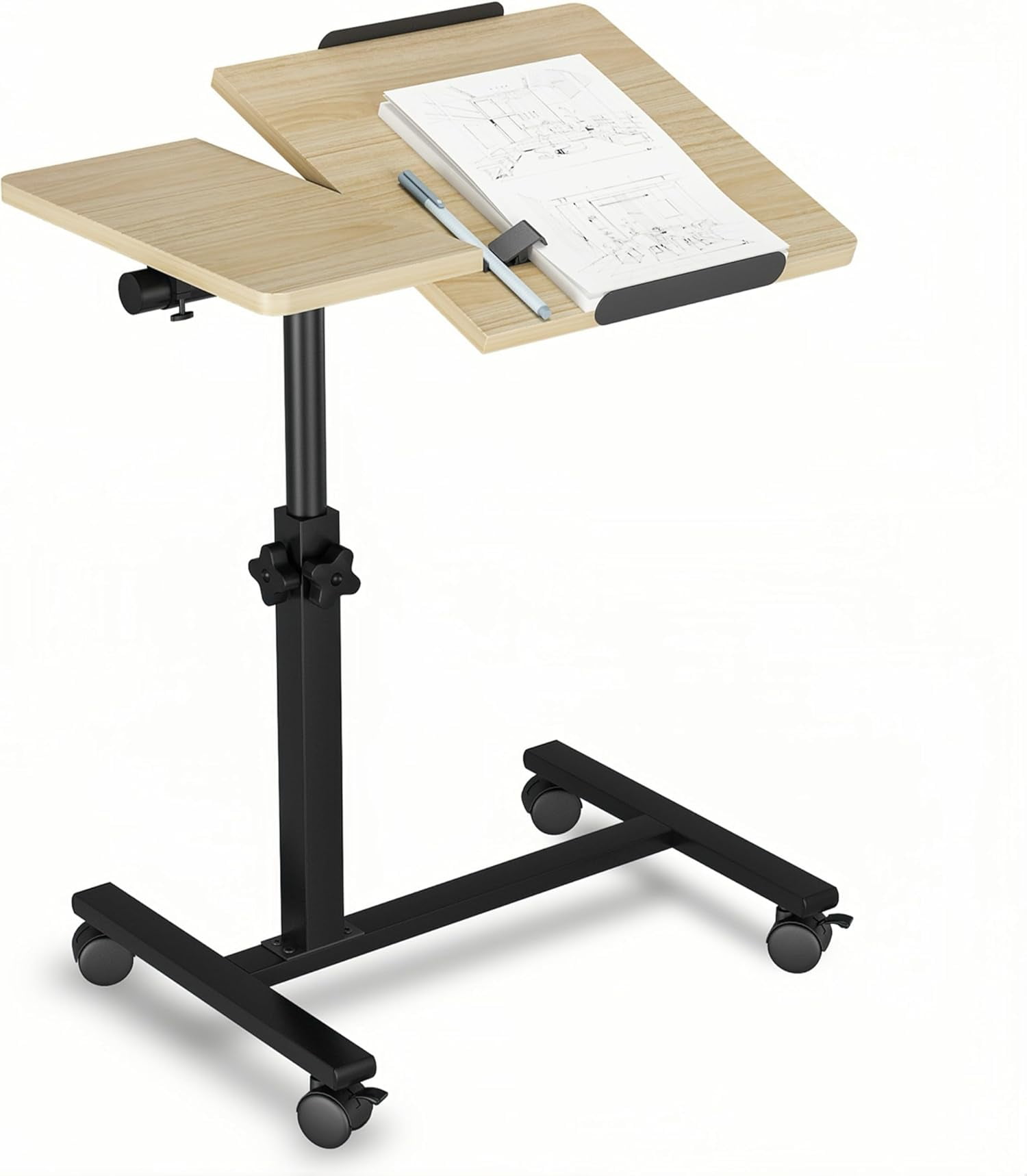 Tilting Over Bed Table Adjustable Height with Wheels Laptop Stand for ...