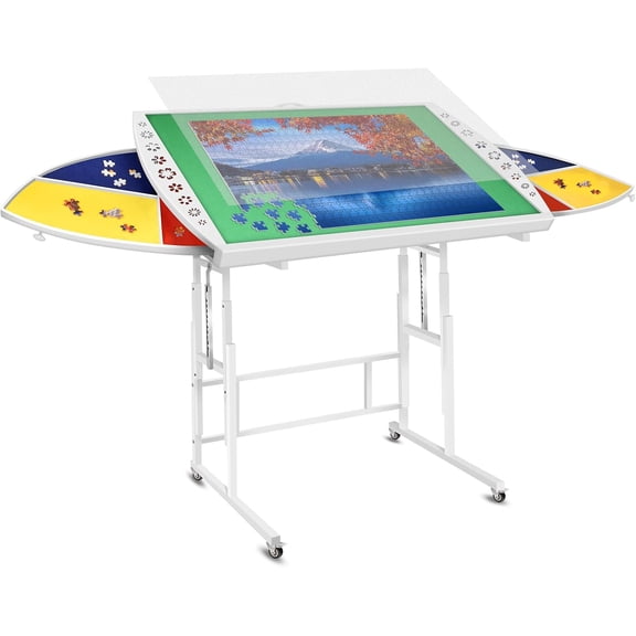 Tilting Puzzle Table with 6 Drawers-1500 Piece,Adjustable Metal Puzzle Board with Angle & Height Portable Jigsaw Puzzle Tables with Legs for Adults