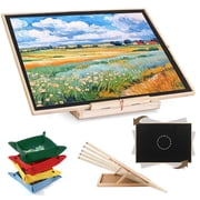 Tilting & Rotating Puzzle Board 1500 Pieces, Vertical & Horizontal Wooden Jigsaw Puzzle Table with Fabric containers & Protective Cover, Puzzle Board with Lazy 