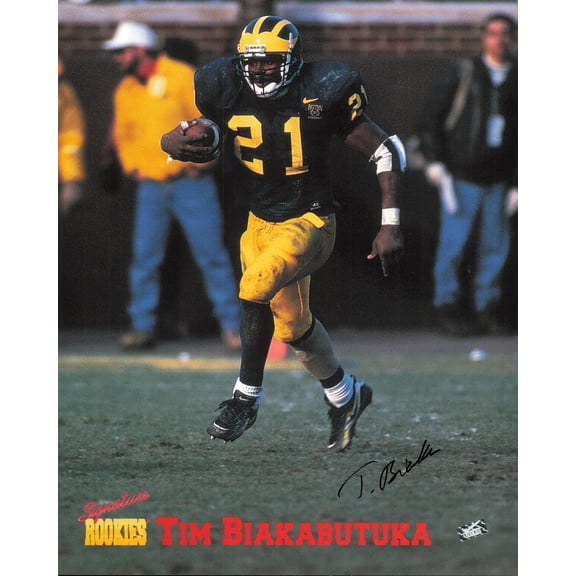 Tim Biakabutuka Autographed Signature Rookies 8x10 Photo Michigan Wolverines SKU #257325