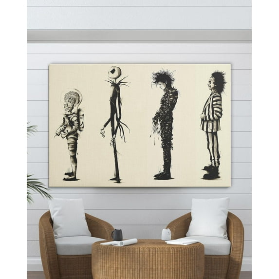 Tim Burton Characters Art, Gothic Style Minimal Wall Decor, Tim Burton Movie Poster, Wallhanging, Poster, Movie Fan Gift Home Decor, 8x12 UNFRAMED