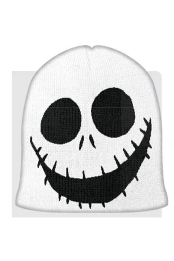 Tim Burton's Nightmare Before Christmas Jack Skellington Smile White Beanie Hat, Adult, Unisex