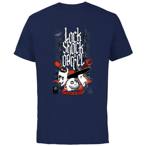 Tim Burton’s Nightmare Before Christmas Lock Shock Barrel - Short Sleeve Cotton T-Shirt for Adults - Customized-Athletic Navy