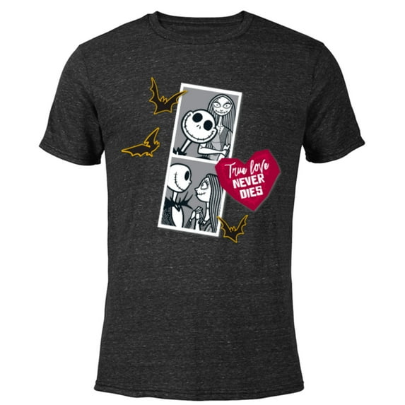 Tim Burton’s The Nightmare Before Christmas Jack Sally Heart - Short Sleeve Blended T-Shirt for Adults - Customized-Black