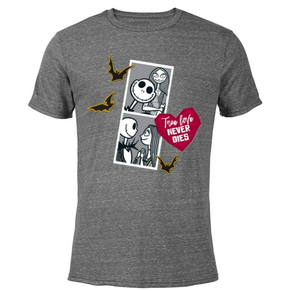 Tim Burton’s The Nightmare Before Christmas Jack Sally Heart - Short Sleeve Blended T-Shirt for Adults - Customized-Dark Heather