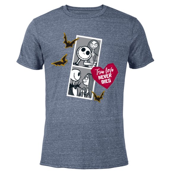 Tim Burton’s The Nightmare Before Christmas Jack Sally Heart - Short Sleeve Blended T-Shirt for Adults - Customized-Navy Heather