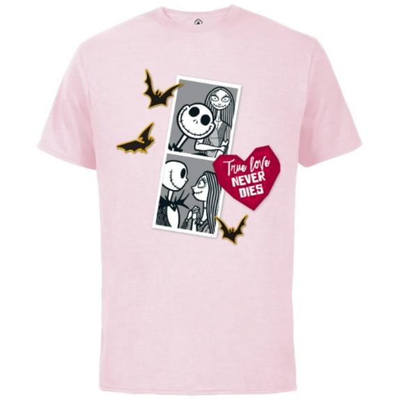 Tim Burton’s The Nightmare Before Christmas Jack Sally Heart - Short Sleeve Cotton T-Shirt for Adults - Customized-Soft Pink