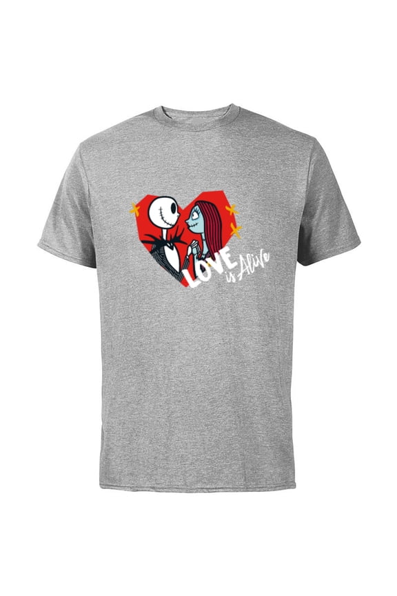 Tim Burton’s The Nightmare Before Christmas Love is Alive - Short Sleeve Cotton T-Shirt for Adults - Customized-Athletic Heather