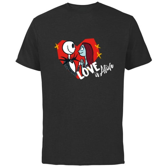 Tim Burton’s The Nightmare Before Christmas Love is Alive - Short Sleeve Cotton T-Shirt for Adults - Customized-Black