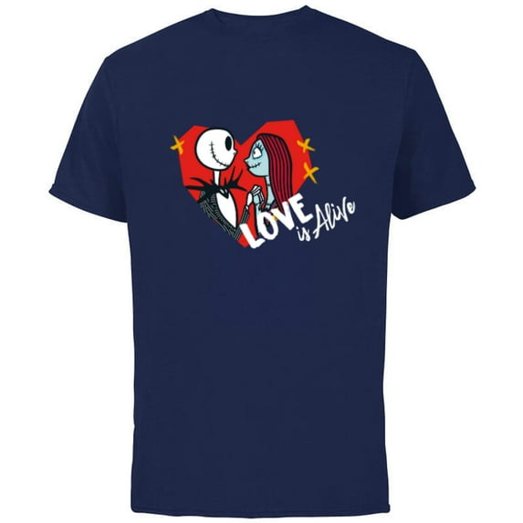 Tim Burton’s The Nightmare Before Christmas Love is Alive - Short Sleeve Cotton T-Shirt for Adults - Customized-Navy