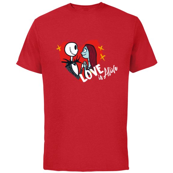 Tim Burton’s The Nightmare Before Christmas Love is Alive - Short Sleeve Cotton T-Shirt for Adults - Customized-Red