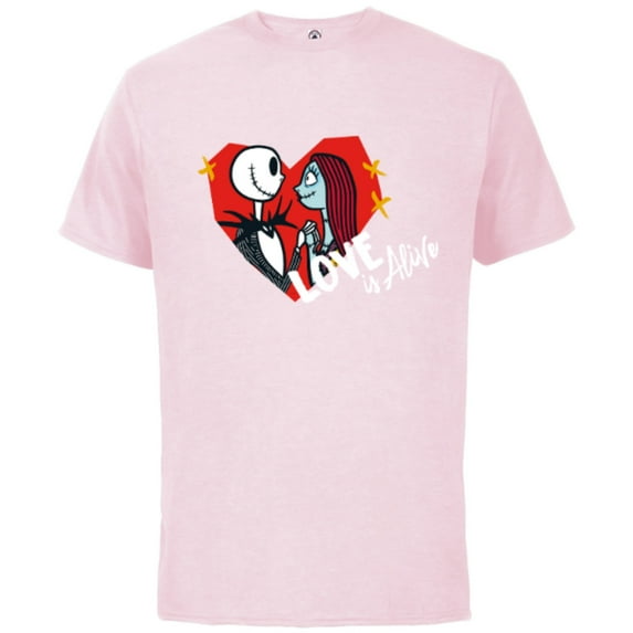 Tim Burton’s The Nightmare Before Christmas Love is Alive - Short Sleeve Cotton T-Shirt for Adults - Customized-Soft Pink