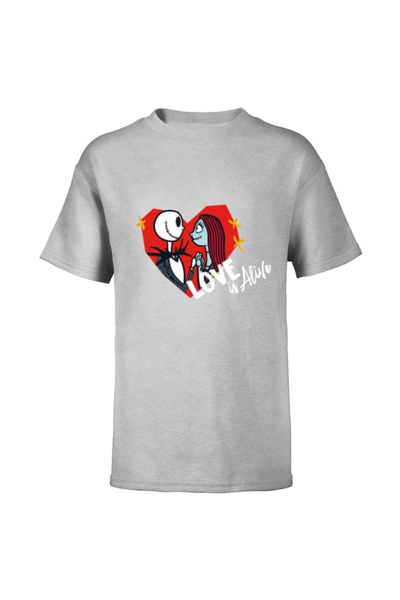 Tim Burton’s The Nightmare Before Christmas Love is Alive - Short Sleeve T-Shirt for Kids - Customized-Athletic Heather