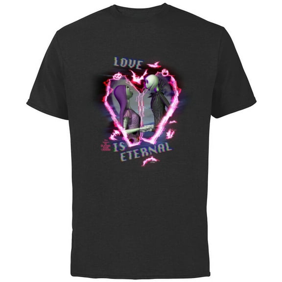 Tim Burton’s The Nightmare Before Christmas Love is Eternal - Short Sleeve Cotton T-Shirt for Adults - Customized-Black