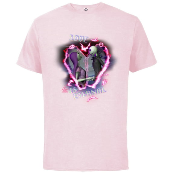 Tim Burton’s The Nightmare Before Christmas Love is Eternal - Short Sleeve Cotton T-Shirt for Adults - Customized-Soft Pink