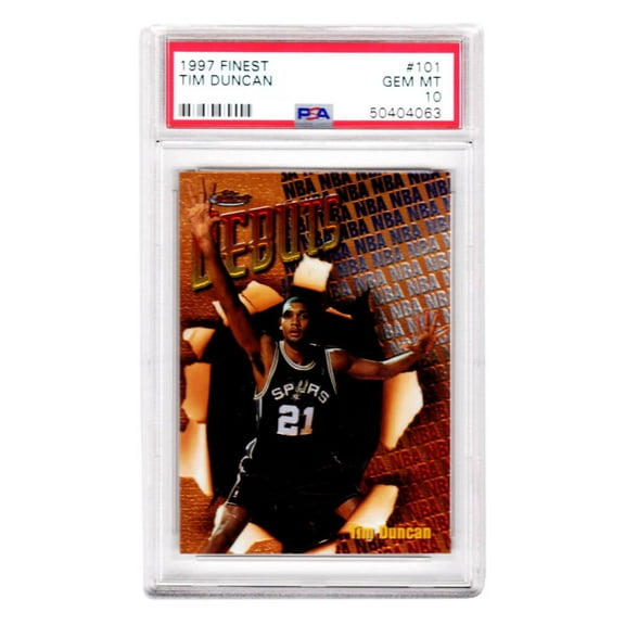Tim Duncan (San Antonio Spurs) 1997 Topps Finest Basketball #101 RC Rookie Card - PSA 10 GEM MINT (New Label)
