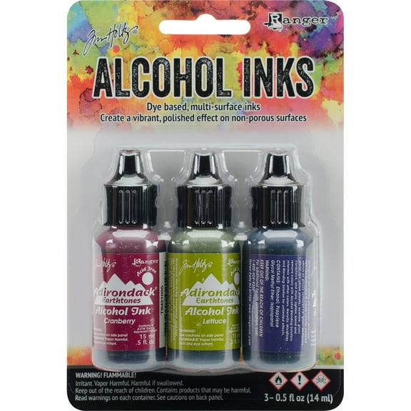 Tim Holtz Alcohol Ink .5oz 3/Pkg-Farmers Market-Cranberry/Lettuce/Eggplnt