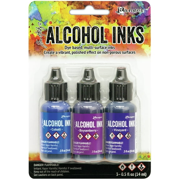 Tim Holtz Alcohol Ink .5oz 3/Pkg-Indigo/Violet Spectrum