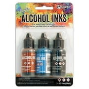 Tim Holtz Alcohol Ink .5oz 3/Pkg-Miners Lantern-Rust/Stonewash/Pitch Blk