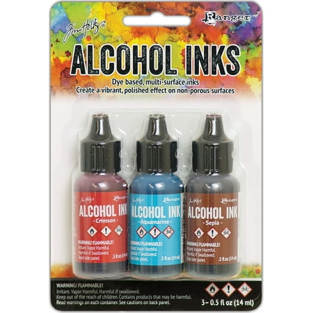 Tim Holtz Alcohol Ink .5oz 3/Pkg-Rodeo-Crimson/Aquamarine/Sepia