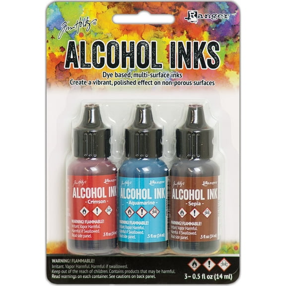 Tim Holtz Alcohol Ink .5oz 3/Pkg-Rodeo-Crimson/Aquamarine/Sepia