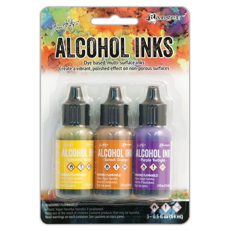 Tim Holtz Alcohol Ink .5oz 3/Pkg-Summit View-Sunshine/Sunset/Pure Twilght