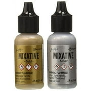 Tim Holtz Alcohol Ink Metallic Mixatives .5oz 2/Pkg-Gold & Silver