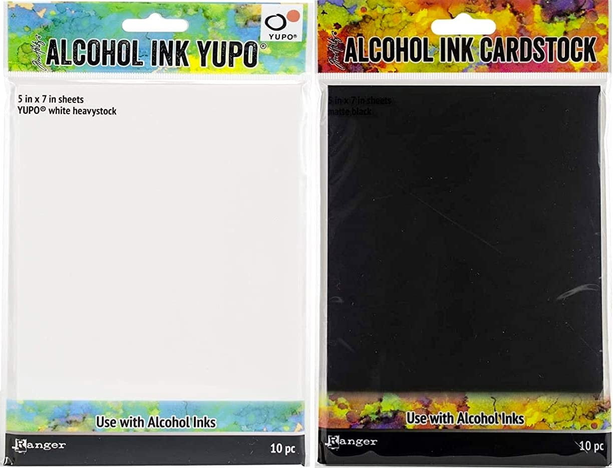 Tim Holtz Alcohol Ink Surfaces - Yupo White Heavystock & Black Matte Cardstock