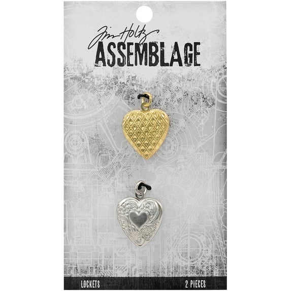 Tim Holtz Assemblage Lockets 2/Pkg-Hearts