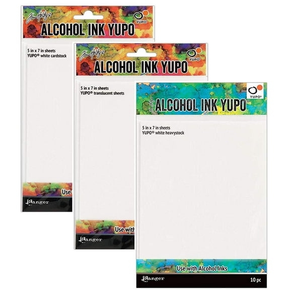 Tim Holtz Bundle of 3 Packages of Yupo Paper, White Heavystock, White Cardstock, Translucent Sheets, 10 (5x7) Sheets Each Package