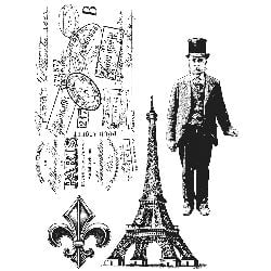 Tim Holtz Cling Rubber Stamp Set-Paris Memoir