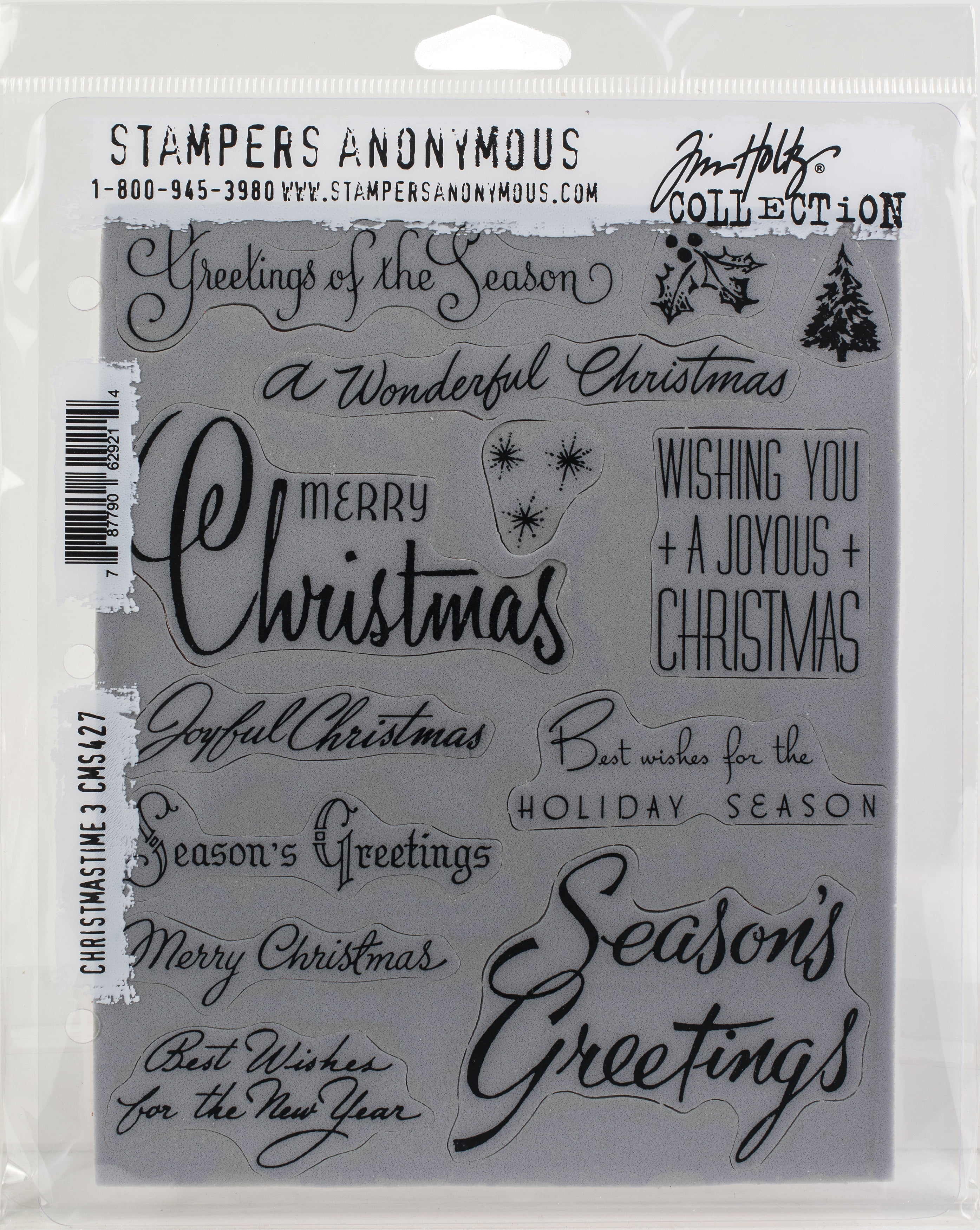 Tim Holtz Cling Stamps 7"X8.5"-Christmastime #3