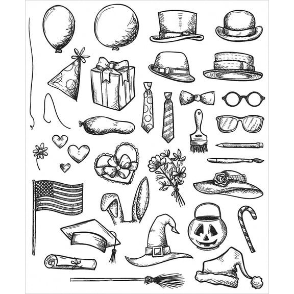 Tim Holtz Cling Stamps 7"X8.5"-Crazy Things