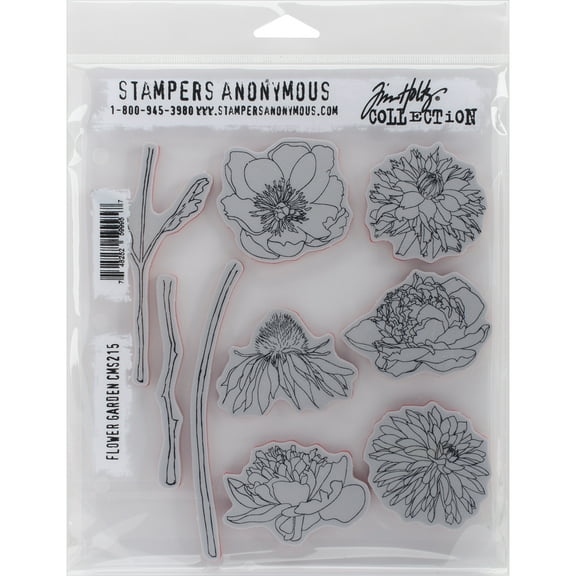 Tim Holtz Cling Stamps 7"X8.5"-Flower Garden