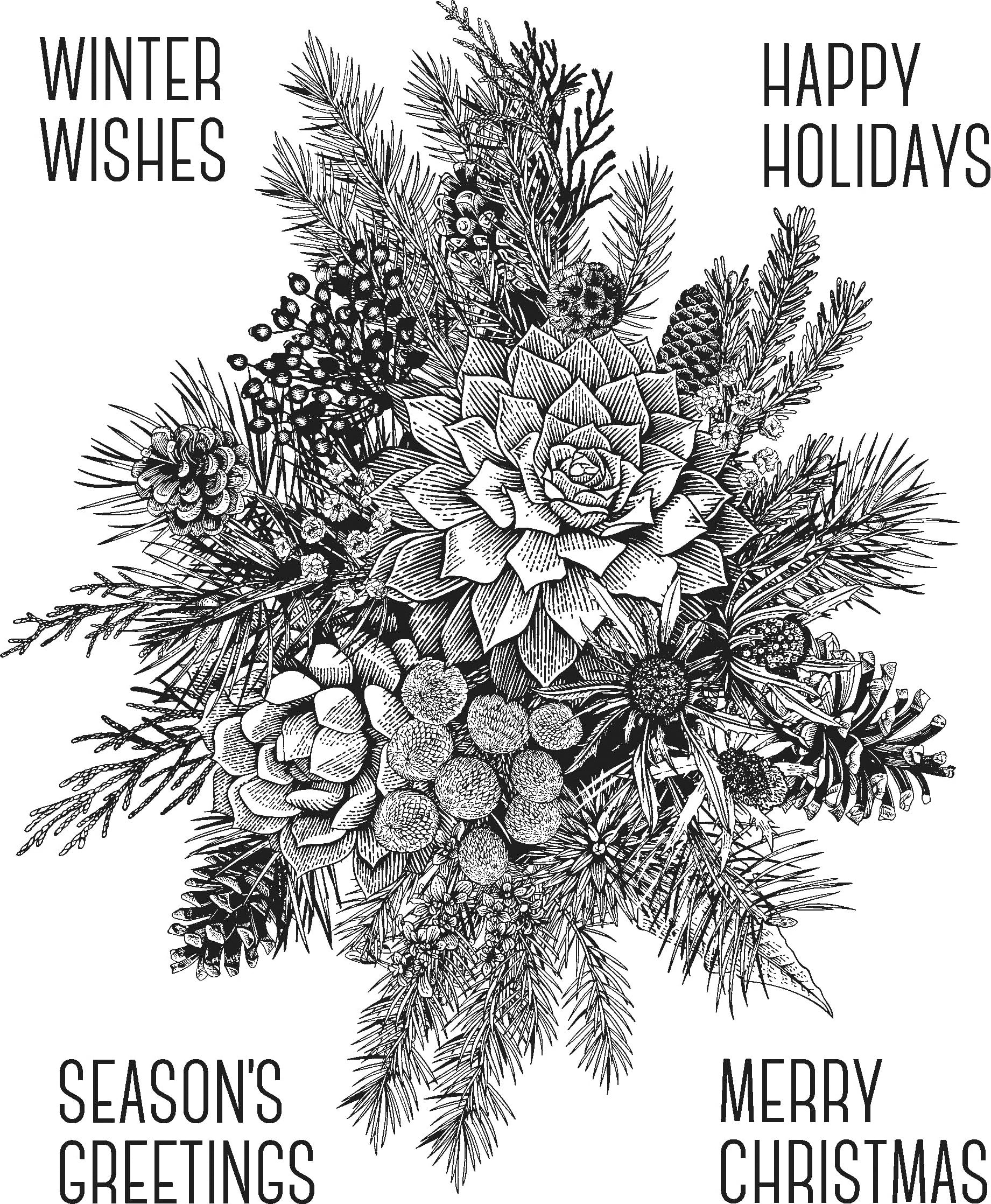 Tim Holtz Cling Stamps 7"X8.5"-Glorious Gatherings W/Gridblock