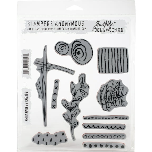 Tim Holtz Cling Stamps 7"X8.5"-Media Marks #2