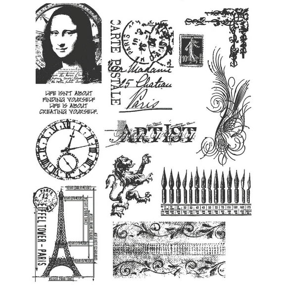 Tim Holtz Cling Stamps 7"X8.5"-Mini Classics