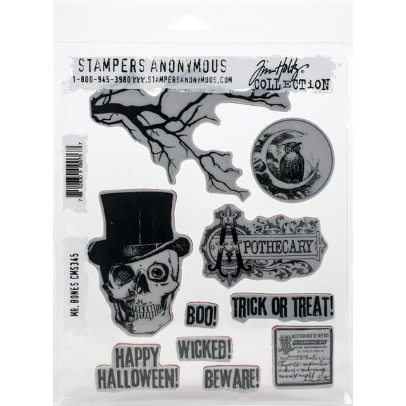 Tim Holtz Cling Stamps 7"X8.5"-Mr. Bones